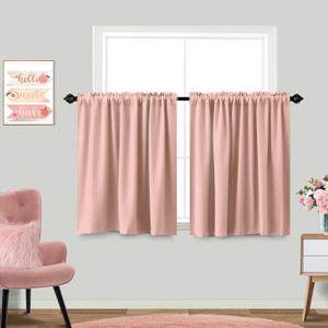 KOUFALL Pink Kitchen Curtains Sets of 2 Piece, Pastel Rose Blush Boho Half Window Curtains for Bathroom,36 Inch Length, 52"W x 63"L size