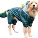 HDKUW Large Dog Raincoat with Leash Hole, Full Coverage Slicker Dog Rain Coat Hoodie, Animal Shape Waterproof Jacket for Small Medium Large Dogs Dinosaur 6XL