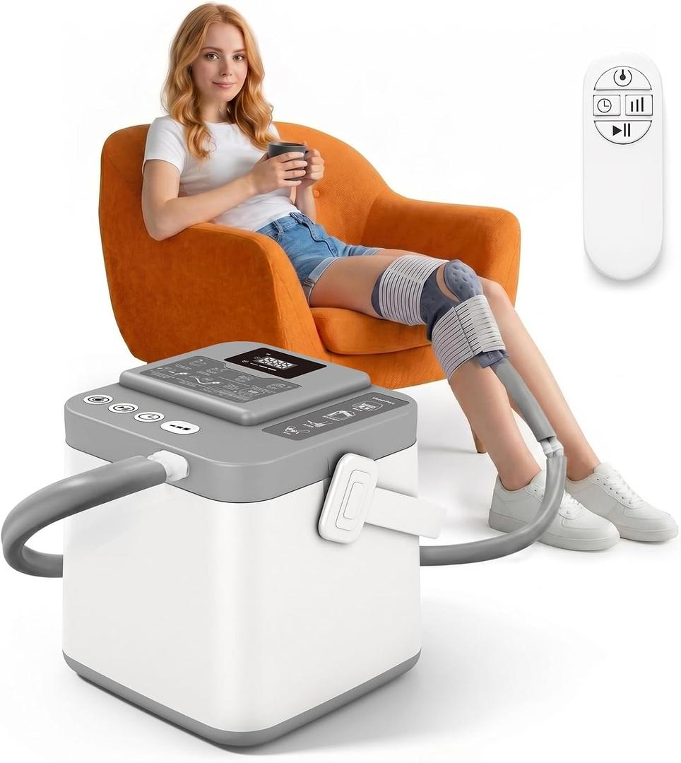 Cold Therapy Machine, Silent Brushless Pump Knee Ice Machine with Cryotherapy System, Ice Therapy Machine for Knee, Shoulder, Ankle, Leg and Hip