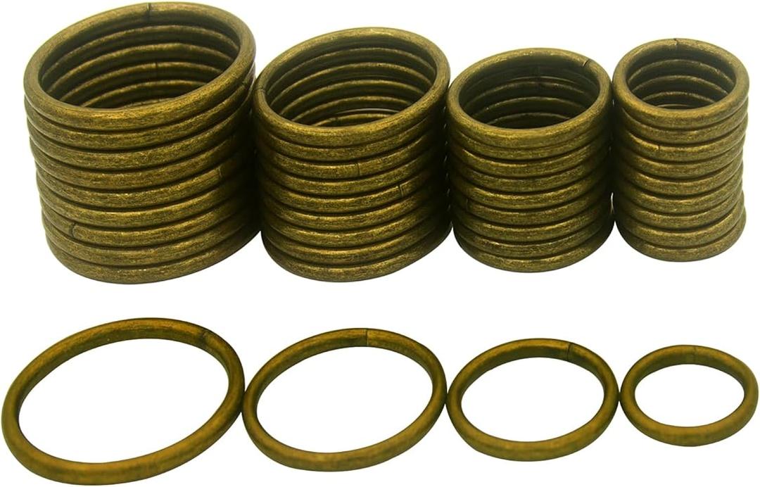 40pcs 4 Sizes O Rings Welded Strong Metal Heavy Duty Round Ring for Pet Collars Buckle Belts Strap Webbing Sewing
