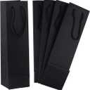 SDOOT Black Bags, 50 Pack - 3.7 x 3.5 x 13.8 Inch Kraft Paper Gift Bags with Handles for Christmas, New Year Celebrations