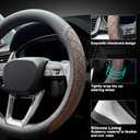 LKWLIKEI Nappa Leather Steering Wheel Cover,Elegant Diamond Checkered Design, Non-Slip wear-Resistant, Enhance Driving Comfort, Suitable for Steering Wheel Diameter 14 1/2-15 Models. Black Brown