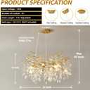 EGM Gold Tree Branch Crystal Chandelier, 32 Inch Modern Raindrop Crystal Ceiling Light Fixtures 10-Light(E12), Hanging Round Chandeliers for Dining Room Living Room Bedroom Foyer