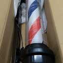 35-inch Barber Pole Red White Blue Stripes with LED Light,Traditional Barber Pole Outside Barber Shop Rotating Light Sign Light Box Rainproof Hairdressing Salon Save Energy Wall Lamp