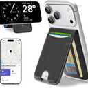 TopMade for MagSafe Wallet, Works with Apple Find My, Strongest Magnetic Wallet with Stand, 6 Card Holder, RFID Blocking, Magnetic Card Holder for iPhone 17/16/15/14/13/12 Series, Rechargeable, Black