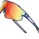 DUCO Kids Sunglasses Youth Baseball Sun Glasses Lightweight TR90 Frame UV400 Sports Cycling Shades for Boys Girls DK268 (Blue Frame Black Temple Revo Orange Lens)
