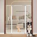 Fairy Baby 51.1" Extra Tall Baby Gates for Doorways, 29.5"-48.4" Extra Wide Safety Child Gates for Cats Dogs, Metal Auto Close Pet Gates Indoor, No Drilling Pressure Mount Kit, White