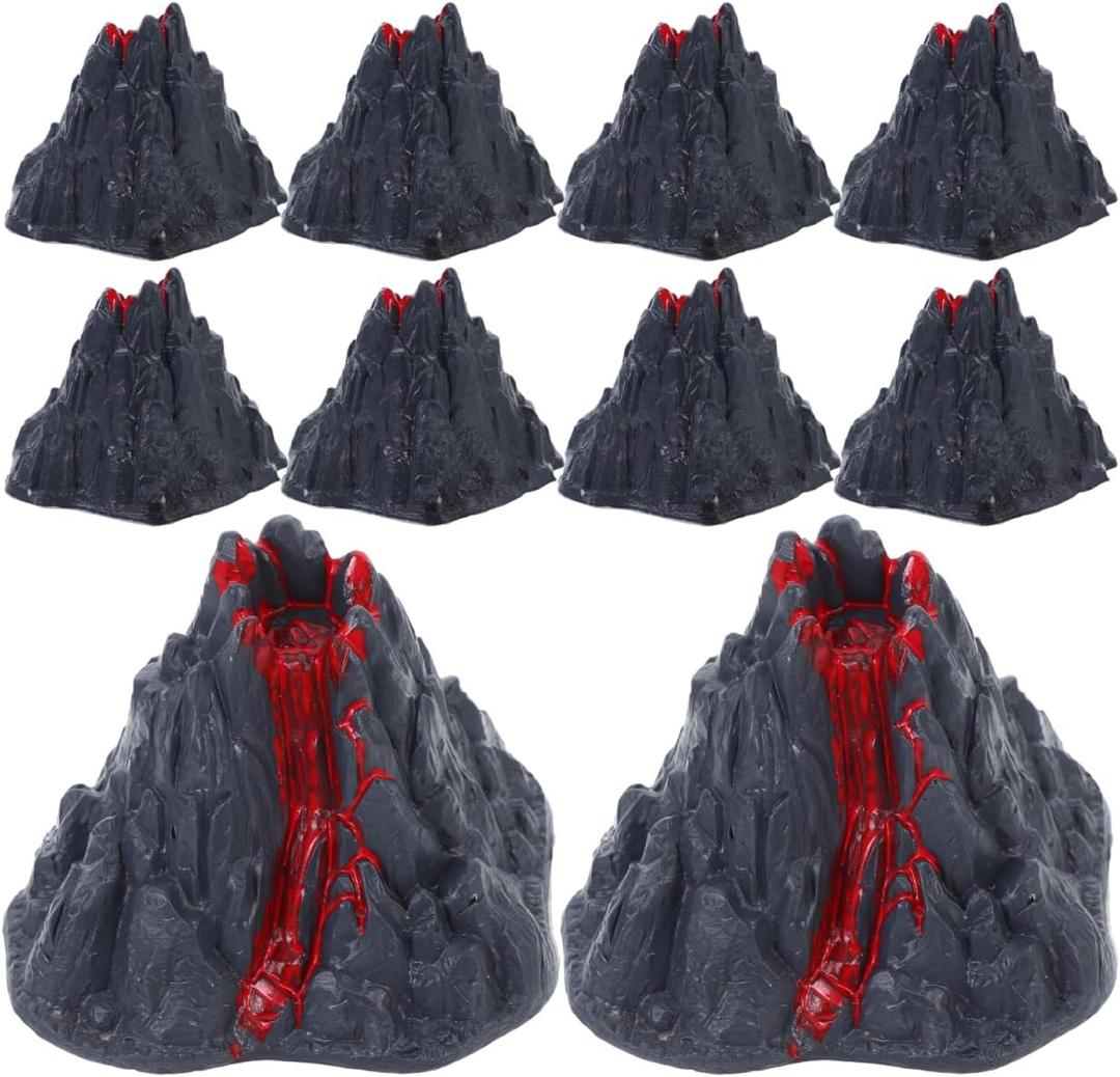 DECHOUS 10Pcs Plastic Volcano Toy: Fake Volcano Model Decorations - Small Volcanoes Landscape Model for Scientific Education Projects Dinosaur Scene Accessories