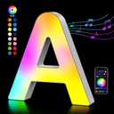 Letter Led Lights for Bedroom - Alphabet Music Sync Color Changing Strip Lights with App Control RGB Light Up Letters for Room Home Party Gaming Room Christmas Decoration Letter Lights Colored Letters (A), Pack Of 3