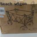 Beach Wagon with Big Wheels for Sand, 10.5" TPU All-Terrain Inflatable Wheels, Heavy Duty Folding Wagon, 150L Large Capacity, Collapsible Cart for Beach, Camping, Garden & Outdoor Sports (Blue)