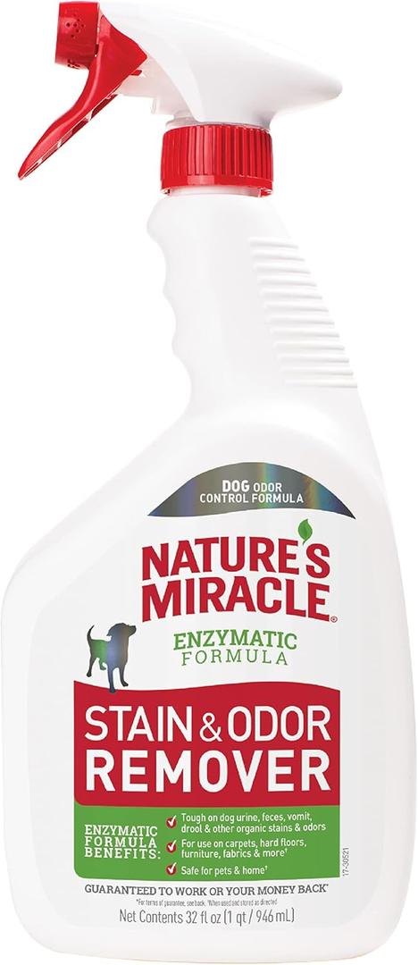 Natures Miracle Stain and Odor Remover Dog, 32 Ounces, Everyday Mess Enzymatic Odor Control Formula (32 Fl Oz (Pack of 1))