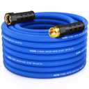 Heavy Duty Garden Hose 50 ft, Non-Expanding Flexible Water Hose, Kink Resistant Lightweight Hybrid Hose, Leakproof Hose Male to Female Fittings (Blue)