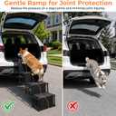 Dog Stairs for Large Dogs,4-Step Foldable Dog Ramp for Car with Non-Slip Surface & Oxford Fabric, Portable & Lightweight Pet Stairs for SUV, Truck, Bed & Couch, Supports up to 132 lbs (Black)