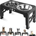 Elevated Dog Bowls, Dog Feeder with 2 Stainless Steel Dishes &1 Slow Feeder Bowl, 5 Heights Adjustable Raised Stand for Medium Large, Food Dishes with Non-Slip Feet