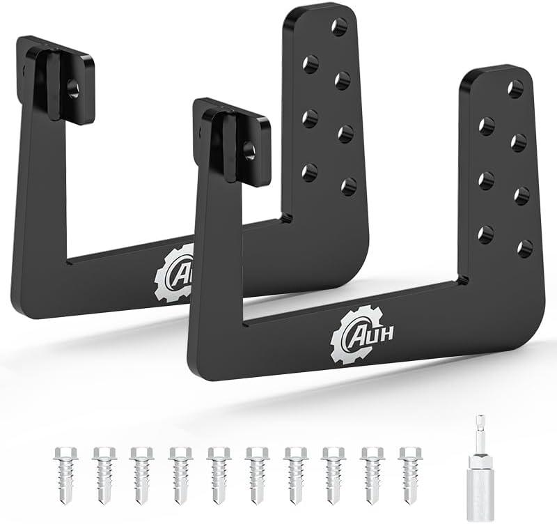 RV Bumper Brackets for Reinforcing RV Bumper Rack, Fits 4-Inch to 4.5-Inch Square Bumpers, 2 PCS Heavy Duty Universal Support Bracket with Drill Bits, Black Powder Coated