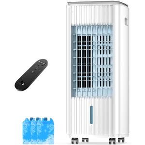 Windowless Portable Air Conditioners, 3-IN-1 Evaporative Air Cooler w/4 Ice Packs, 7H Timer, 70 Oscillation Swamp Coolers Air Conditioner for Room, Ductless Portable Ac Unit for Bedroom Office, Cream