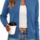 Women's Cardigan Sweaters Lightweight Crew Neck Button Down Long Sleeve Spring Outfits Fashion Clothing 2026 (Blue, M)