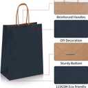 Joybe 100 Pack 5.95x3.25x8 Inch Small Navy Blue Paper Bags with Handles Bulk, Kraft Paper Gift Bags for Birthday Party Favors Grocery Retail Shopping Business Goody Merchandise Craft Blank Sacks
