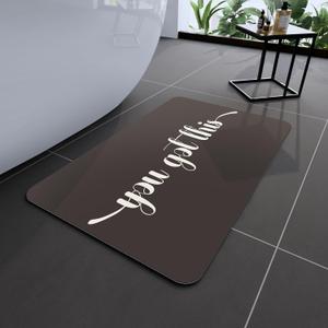 Bath Mat, Bathroom Mat Rugs Super Absorbent Shower Mats Non Slip Quick Dry Thin Rubber Mats for Bathroom Floor Fit Under Door, Shower Rug for Bathtub, Shower, Beige (2'3" x 1'5" (Rectangular), Rectangle White-dark)