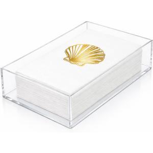 Fengzhe Acrylic Guest Towel Napkin Holder, Clear Bathroom Paper Hand Towels Storage Tray, Disposable Paper Towel Holder for Bathroom, Kitchen, Parties, Weddings, and Various Events 9.5''x5.5x2" (Transparent)