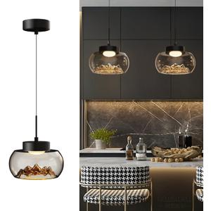 DROMEZ Pendant Lights Kitchen Island, Modern LED Pendant Light Fixtures with 7.8" Grey Glass Shade, 3000-6000K, 47" Adjustable Height Hanging Lighting for Dining Room Bedroom
