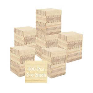 100 Pcs 2 X 2 Inch Wooden Squares for Crafts, 0.27 Inch Thick Natural Blank Square Blocks, Unfinished Wood Blocks, Blank Wood Wooden Tiles for DIY Crafts, Engraving, Wood Burning, Painting
