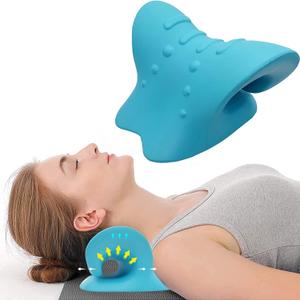 Neck Cloud Cervical Traction Device for TMJ Pain Relief Ergonomic Stiff Neck Stretcher Relaxer with Acupressure Massage Chiropractic Pillow for Cervical Spine Alignment Neck Pain Tension Relief, Blue