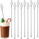 10 Pcs Winter Snowman Drink Stirrers Stainless Steel Christmas Coffee Stirrers Metal Reusable Swizzle Sticks Snowman Cocktail Stir Stick Chocolate Hot Cocoa Supplies for Winter Party Decor
