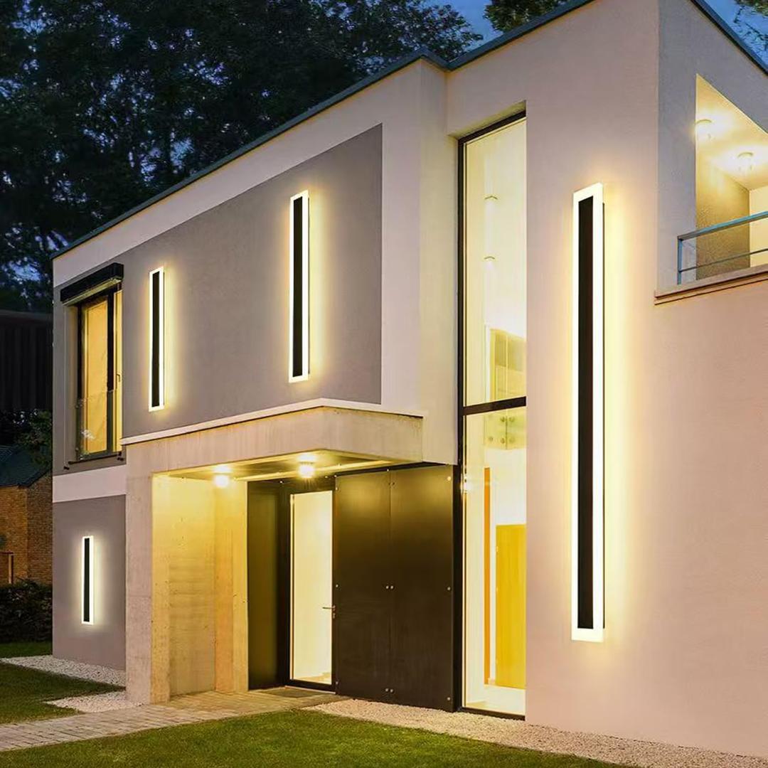 2Pack-39INCH Long Outdoor LED Wall Lights,30W Waterproof IP65 Warm White 120V LED Wall Mount Light Fixture Acrylic Black Exterior Wall Lights for House Courtyard Balcony Porch