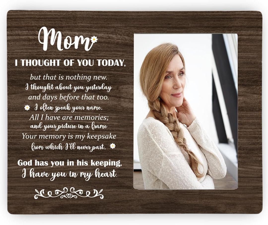 Mom Memorial Picture Frame, Sympathy Wooden Photo Frame Gifts for Loss of Mom, 4x6 inch Photo