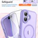 FNTCASE for iPhone 17 Case: [Compatible with Magsafe] Translucent Matte Cases with [Full Camera Protection] [Screen Protector] Military Grade Shockproof Protective Phone Cover - Light Purple (iPhone 17(6.3 inch))