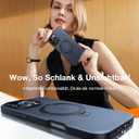 TORRAS Upgraded 360 Spin Magnetic Stand for iPhone 16 Pro Case, Fit for MagSafe, Built-in Kickstand & Ring Holder, Mil-Grade Protective Soft Edge Translucent Case for iPhone 16 Pro, Black 6.3''