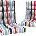 Adirondack Chair Cushions Set of 2, Water Resistant Outdoor High Back Chair Cushions for Patio Home Garden, 22" W x 20" D, Stripe Red Blue