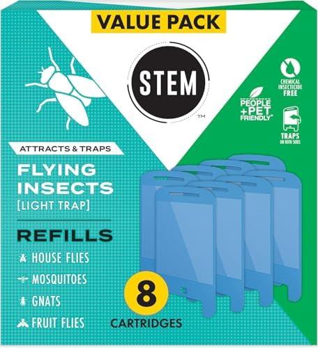 STEM Insect Light Trap Refill Cartridges, Indoor Fruit Fly Trap, Insecticide-Free Pest Control for Home, Attracts and Traps Flying Insects, Official STEM Refills -  Count 6