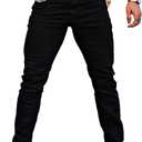 Heyfanee Mens Slim Fit Jeans Stretch Denim Pants for Men (Black, M)
