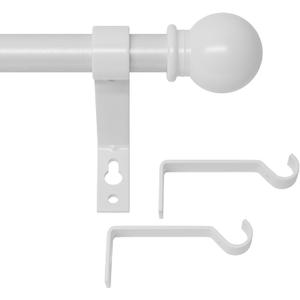 White Curtain Rods for Windows 48 to 88, Heavy Duty 5/8 Diameter Drape Rod Set, Decorative Standard Drapery Rod for Bedroom, Living Room, Adjustable 48 to 84 inch Metal Curtain Pole Easy Install