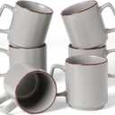 famiware Coffee Mugs Set of 6, Nebula 14oz Coffee Mugs, Ceramic Cup Set with Handle for Latte, Tea, Milk, Cappuccino, Cocoa, Light Gray