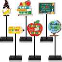 DoubleFill 6 Pcs Teacher Appreciation Table Decorations Back to School Teacher Gifts Thank You Wooden Centerpieces for School Classroom Office Table Desk Party Supplies