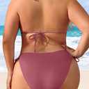 Daci Women Plus Size Triangle Bikini Sets Two Piece Double Straps Halter Swimsuit Side Tie String Sexy Bathing Suits (Pink, M)