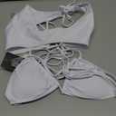 Zuvebamyo Women's Triangle Bikini Sets Two Piece Double Straps Halter Swimsuit Tie Side String Cheeky Bathing Suits White S