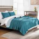 Exclusivo Mezcla Reversible Full Queen Quilt Bedding Set with Pillow Shams, Lightweight Quilts Queen Size, Soft Bedspreads Bed Coverlets for All Seasons - (Dusty Teal, 90"x96")