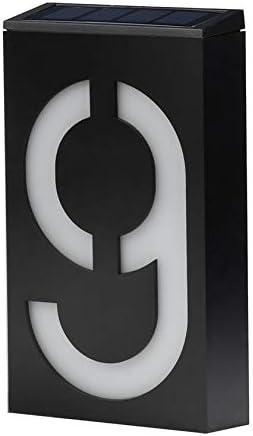LED Solar House Number Light doorplate, Garden Yard Building Door Wall Address Numbers lamp Sign Plate Solar Powered, LED Lighted Up Outdoor Plaque for Home House Street (Digital 9)