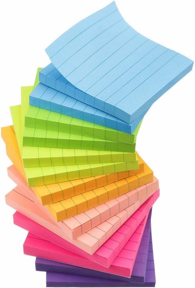 Early Buy Lined Sticky Notes 3x3 in,7 Bright Colors,14 Pads, 1120 Sheets