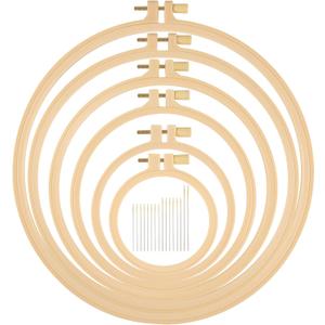 6 Pcs Embroidery Hoop 6 Size, Round Plastic Cross Stitch Hoop with 16 Needles (3.6In to 10.7 in), Small Embroidery Hoop, Cross Stitch Hoops and Frames, Suitable for Embroidery, Craft Sewing