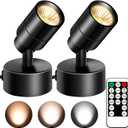 2 Pack LED Spot Lights - Dimmable with Timer & Remote,3W 3000K-5000K, 5.9FT Cord for Paintings,Wall Art, Indoor Plants & Home Accent Lighting