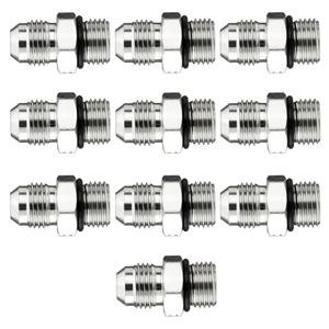 Racewill 10 Pack Hydraulic Hose Adapter Fittings: 3/8" JIC 37° Male x #6 SAE/ORB Male Thread, Straight Tube Fitting Kits with Protection Cover