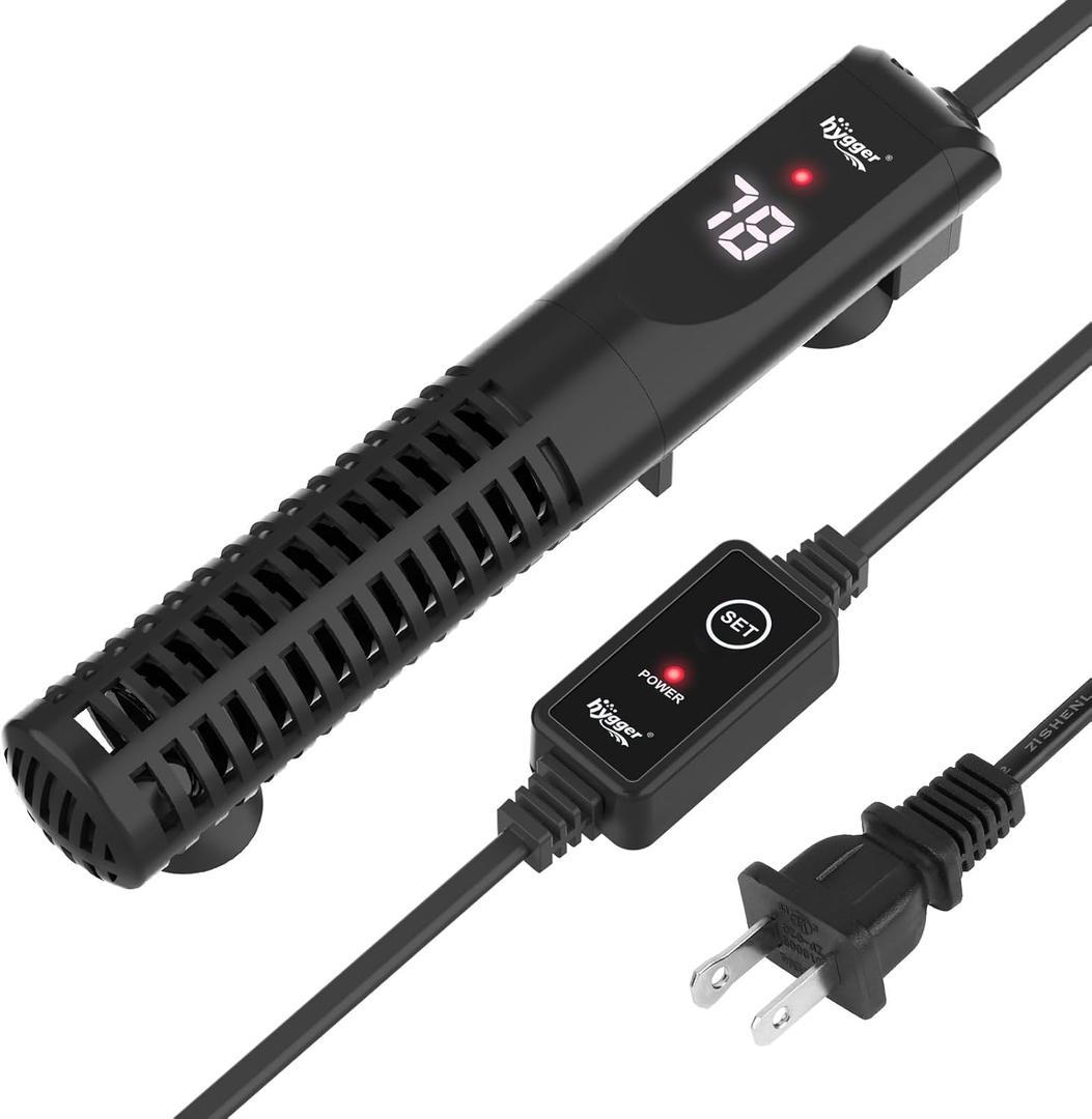 hygger Ceramic Submersible Aquarium Heater, New Explosion-Proof Fish Tank Water Heater with External Temp Controller Auto Thermostat Heater for Saltwater Freshwater (100W for 5~20 Gallon)