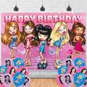 Girl Birthday Party Supplies Backdrop 5x3Cartoon Delicacy Girl Happy Birthday Background Photography Hot Pink Party Decorations Banner Photo Booth Props