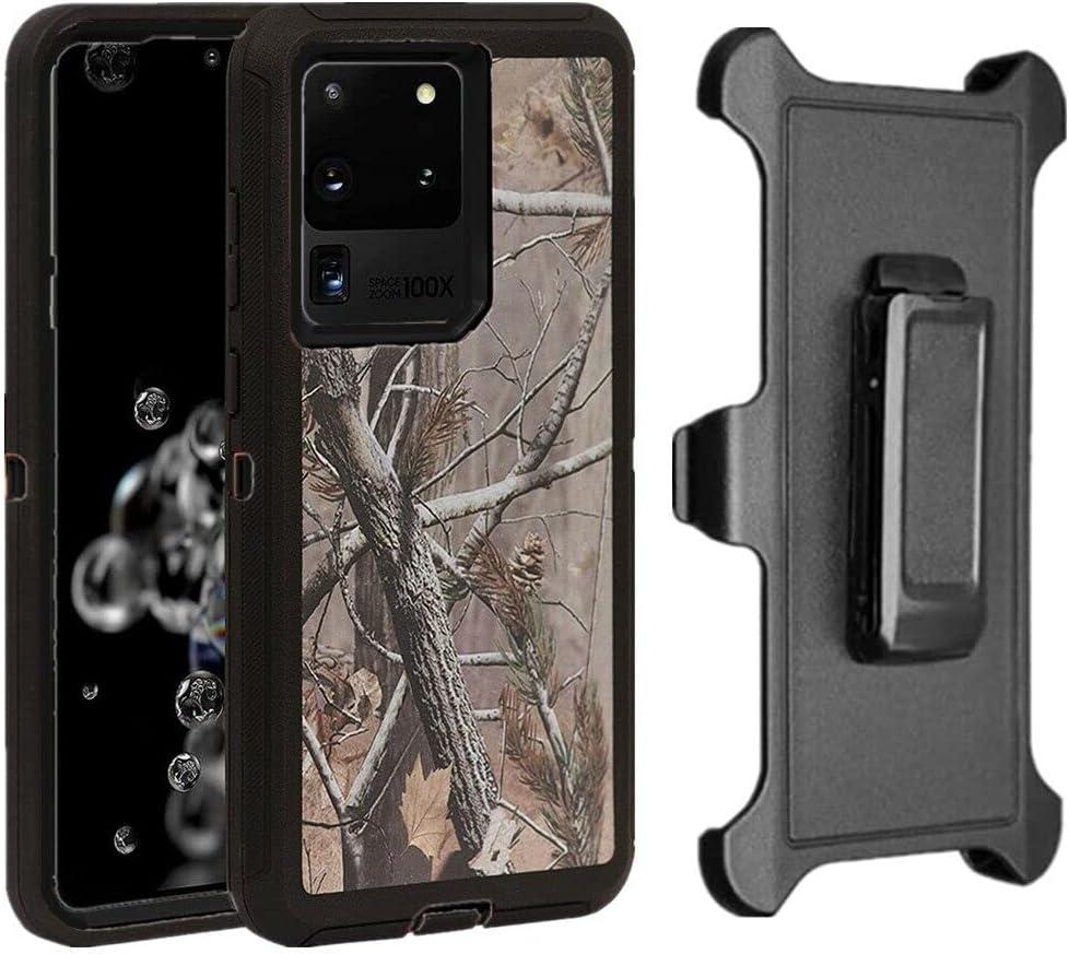 Fastsun Galaxy S23 Ultra Defender Case, Camo Designed Protective Defender Shockproof Hybrid Case Dual Layer Design Hard Cover Designed for Samsung Galaxy S23 Ultra (Clip+Camo Black Tree)