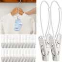 90 Pack Multi-Purpose Laundry Hooks Hanging Clips, Clothes Pins with Plastic Rope Hangers with Clips for Baby Clothes Pants Socks Towels Wardrobe & Kitchen Organization (White)